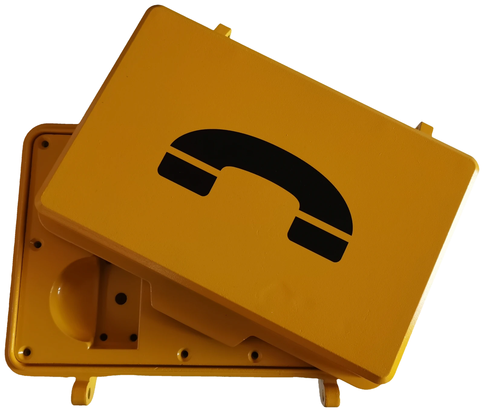 Yellow emergency call box housing