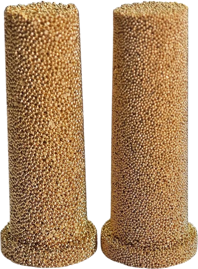 Two sintered bronze porous filter elements