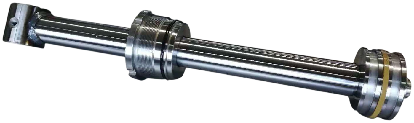 Ensemble de tige de vérin terminé : œil de tige, fond avant fileté et extrémité piston/joint